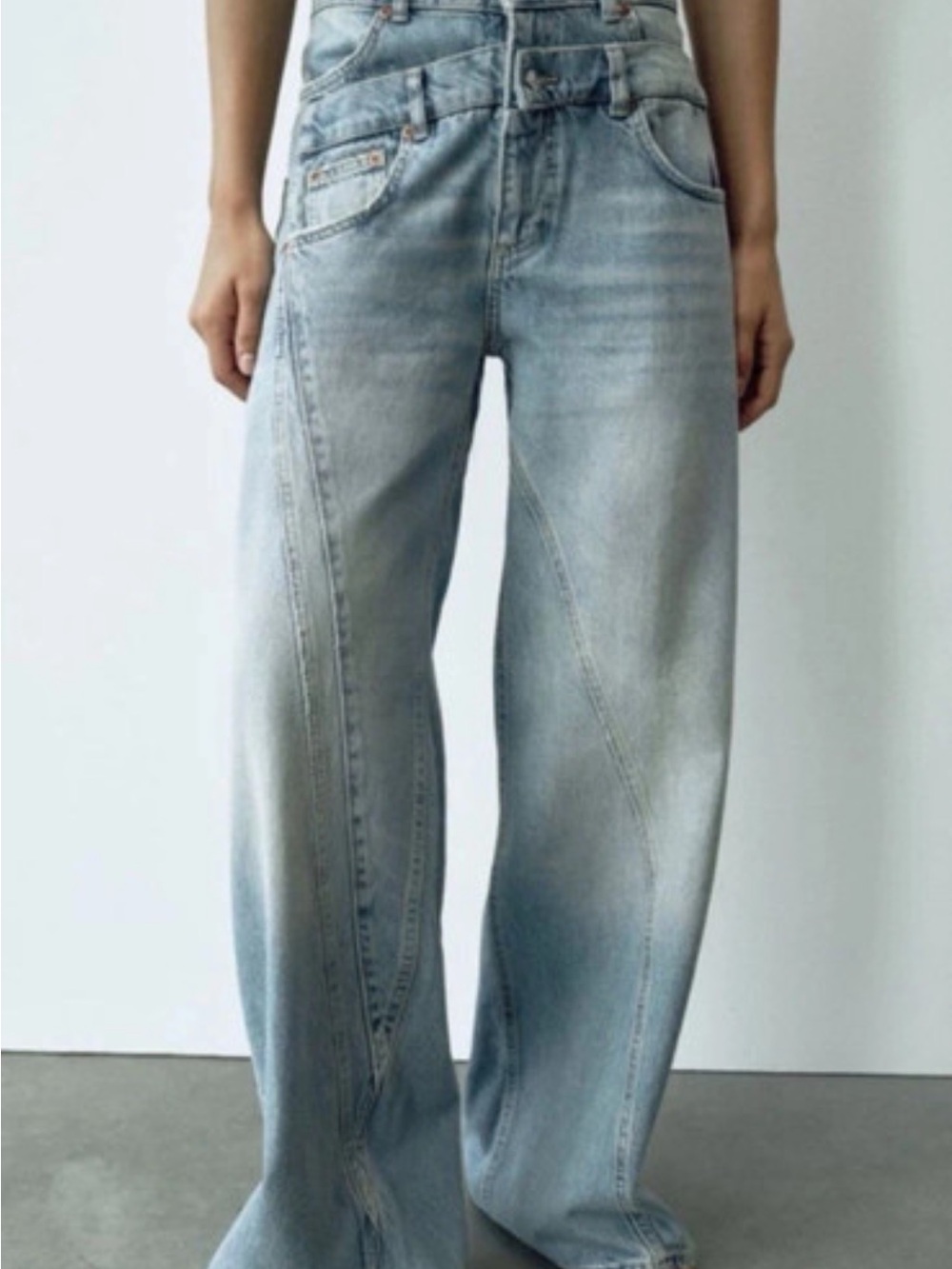 Zara Light Blue Wide-Leg Jeans